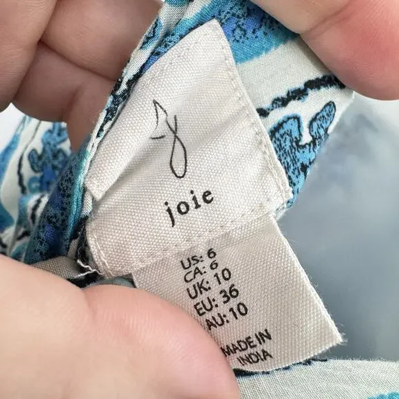 Joie Boho Tiered Tie Back Maxi Dress Sz 6 Blue Beaded Festival Coquette Peasant - Picture 8 of 14